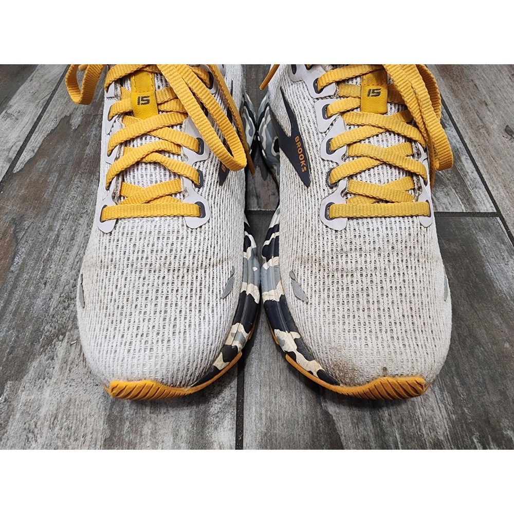Brooks Ghost 15 Women's Size 7 Running Blanc Gray Sunflower Sneakers - Picture 2 of 7